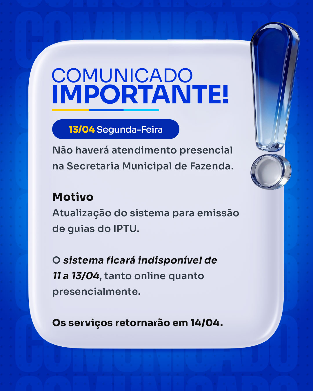 [POPUP] Comunicado Fazenda