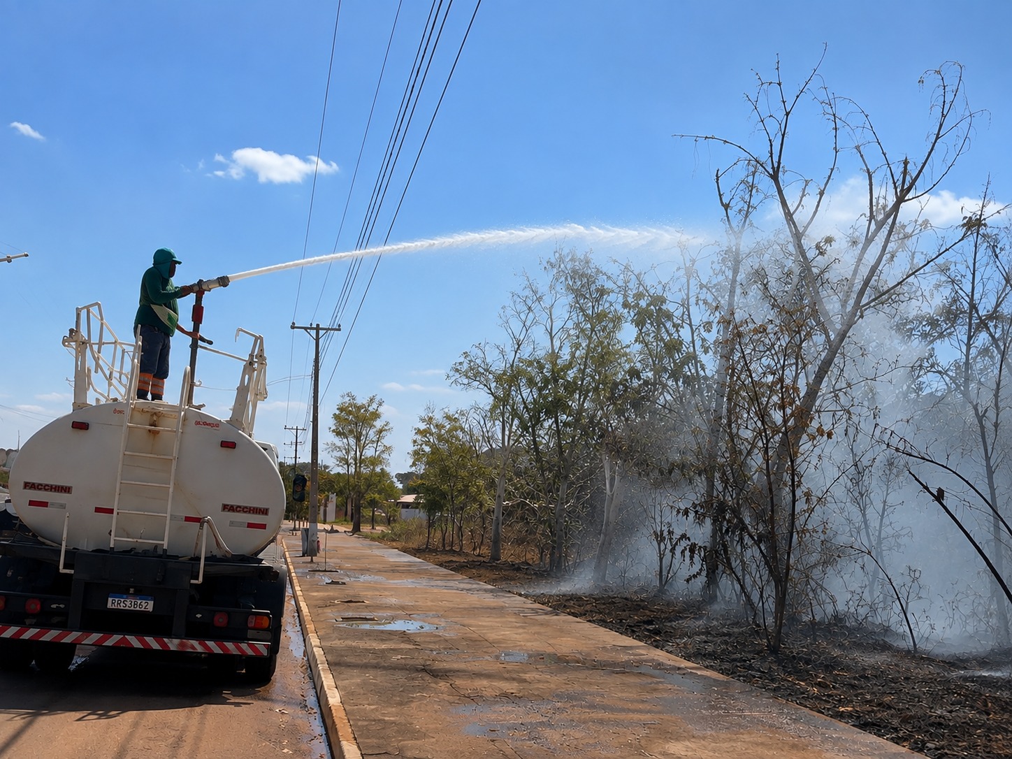 Brigadistas e equipamentos do Município atuam no combate a incêndio próximo ao centro